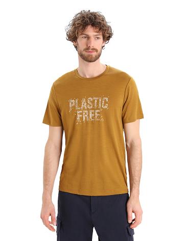 T Shirts Icebreaker Merino Tech Lite II Corta Sleeve Plastic Free Homme Marron | FR 1186MQZA